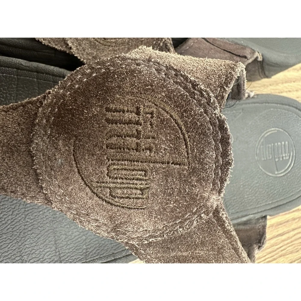 Fit Flop Mens Leather Sandal Size 9 Brown Comfort Vacation Coastal Riviera Yacht